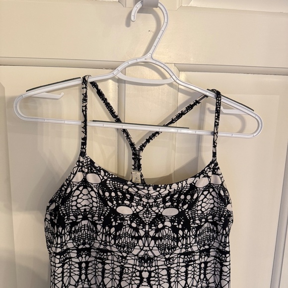 Lululemon Power Y Tank White Black Glacier Lace 31949 - Picture 4 of 10